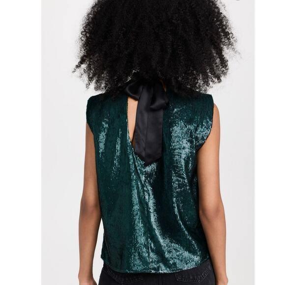 Amanda Uprichard Middleton Top Silk Velvet Shimmer Tie-back Size Large - Picture 2 of 11